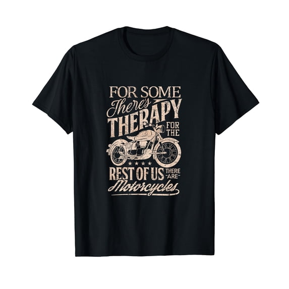 Retro Vintage Motorcycle rider therapy Black T-shirt Crew Neck Tee