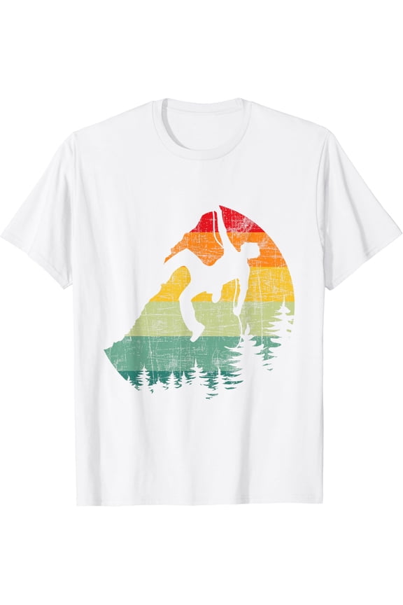 Retro Vintage Mountain Climber - Rock Climbing Bouldering T-Shirt