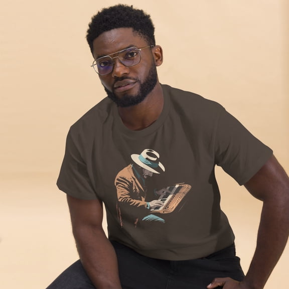 Retro Vintage Musician Music Lover Graphic classic tee (Dark Chocolate, 2XL)