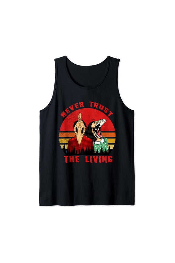 Retro Vintage Never Trust The Living Creepy Goth Grunge Emo Tank Top Size S-3XL