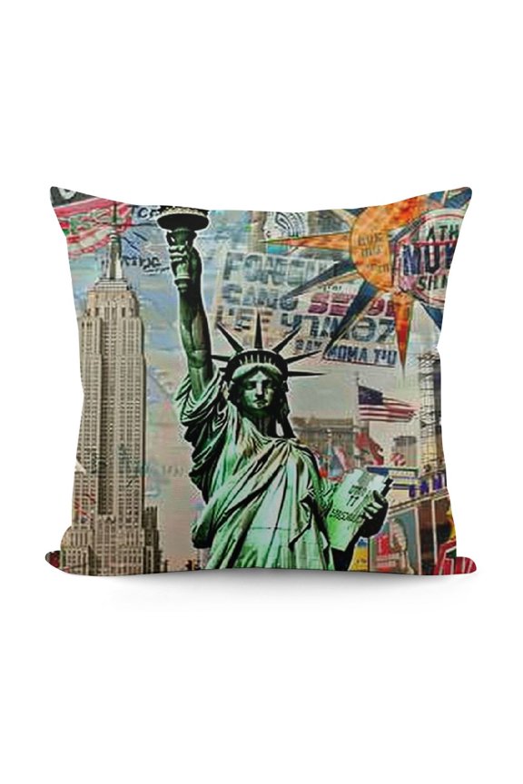 Retro Vintage New York City Skyscraper Square Decorative Retro Throw Pillow Case Vintage Cushion Cover