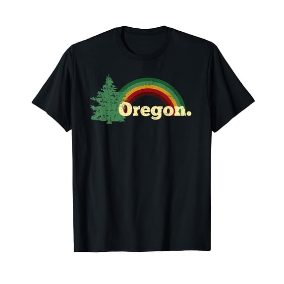 Retro Vintage Oregon Throwback rainbow distressed gift T-Shirt