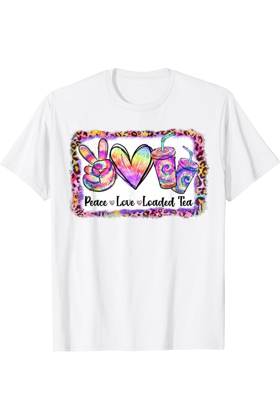 Retro Vintage Peace Love Loaded Tea Lover Tie Dye Pattern T-Shirt Vintage T-Shirt