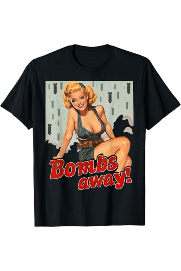Retro Vintage Pinup Inspired Bold Aviation Graphic Art Unisex T-Shirt, for men & women, up to size 5XL