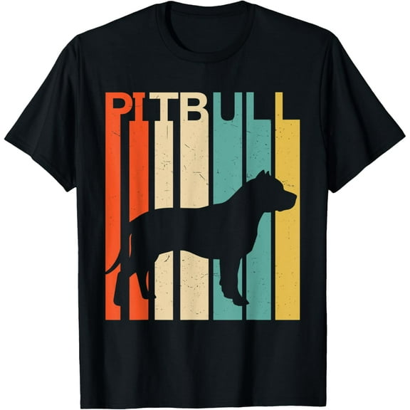 Retro Vintage Pit Bull Pitbull Terrier Silhouette Dog Lover T-Shirt