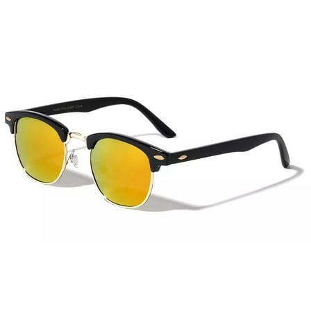 Retro Vintage Polarized Sunglasses Mens Mirror Lens Half Metal Frame Sunglasses