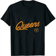 Retro Vintage Queens NY Designer Womens Youth T-Shirt Black Small
