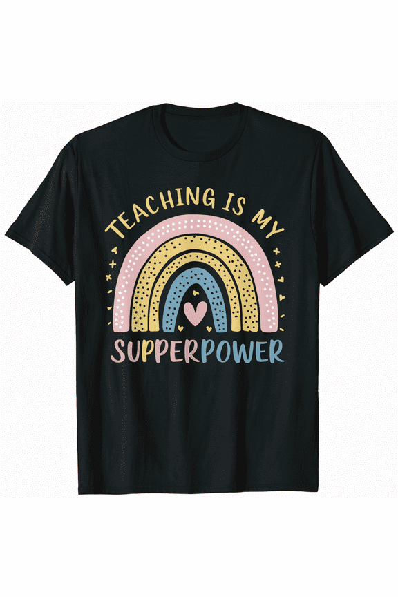 Retro Vintage Rainbow Teacher School Educator Inspire Gift T-Shirt