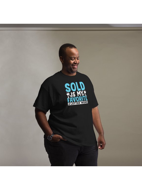 Retro Vintage Real Estate Agent Broker Salesperson Realtor Graphic classic tee (Black, L)