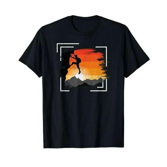 Retro Vintage Rock Climbing Shirt Men Women Youth Black T-Shirt