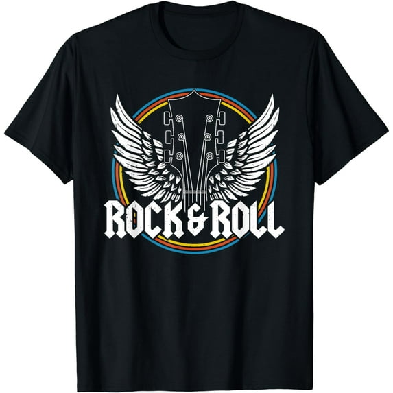 Retro Vintage Rock & Roll Guitar Wings Music Concert Band T-Shirt