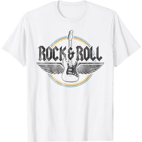 Retro Vintage Rock & Roll Guitar Wings Music Concert Band T-Shirt