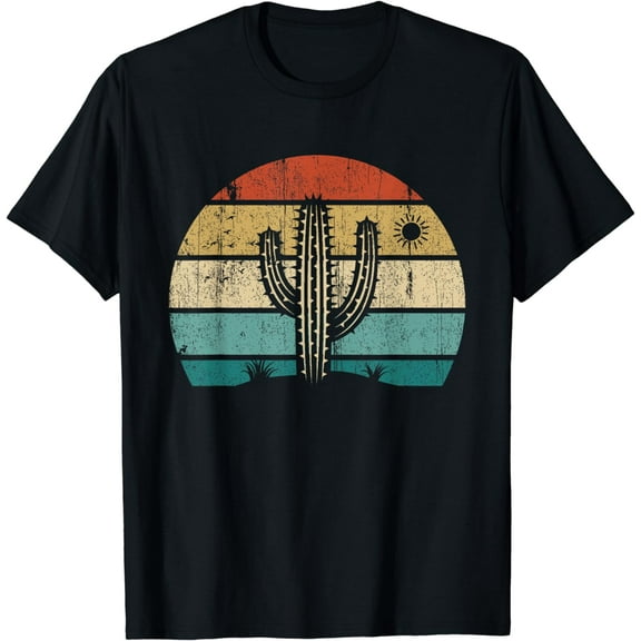 Retro Vintage Saguaro Cactus Cactus Sunset Opuntia Cactaceae T-Shirt