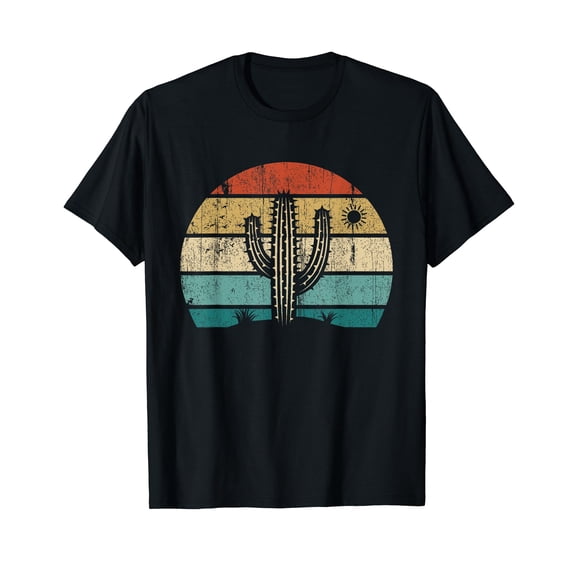 Retro Vintage Saguaro Cactus Cactus Sunset Opuntia Cactaceae T-Shirt