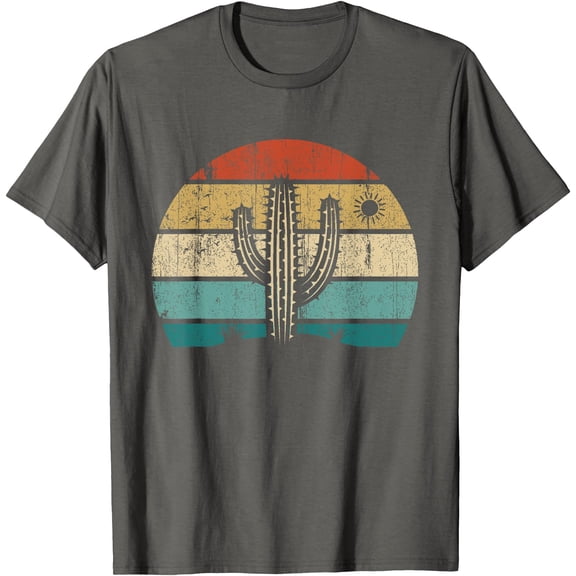 Retro Vintage Saguaro Cactus Sunset Opuntia Cactaceae Unisex T-Shirt for Men Women Kids Toddler