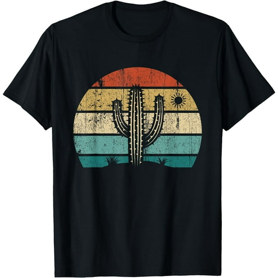 Retro Vintage Saguaro Cactus Sunset Opuntia Cactaceae Unisex T-Shirt for Men Women Kids Toddler