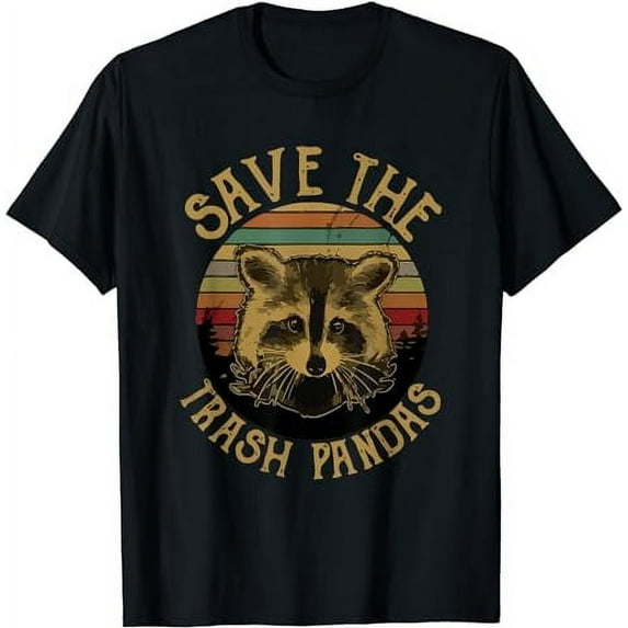 Retro Vintage Save The Trash Pandas Funny Raccoon Animal T-Shirt