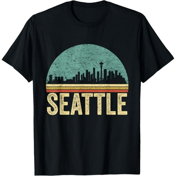 Retro Vintage Seattle Outfit Skyline Souvenir Seattle T-Shirt