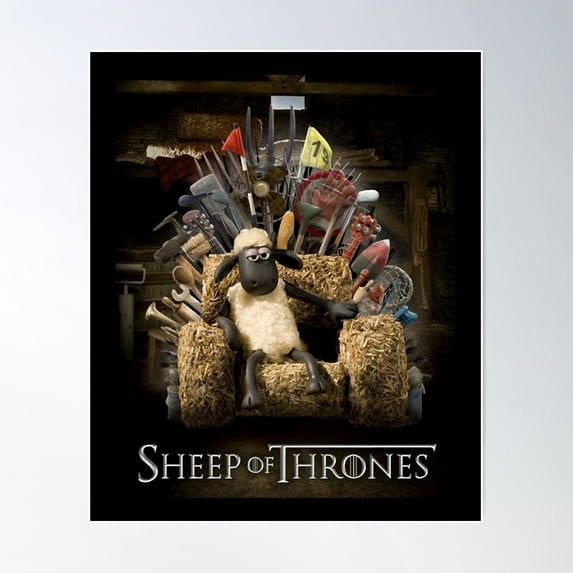 Retro Vintage Shaun The Sheep Thrones Art Poster Wall Art, Modern Wall Decor For Living Room Bedroom, 12x18 UNFRAMED