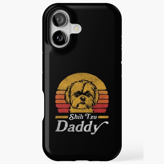 Retro Vintage Shih Tzu Dog Daddy Pet Portrait iPhone Case 11 through 17 Pro Max