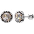 thumbnail image 1 of Retro Vintage Stainless Steel Created Fire Opal Style Round Shape Stud Earrings, 1 of 4