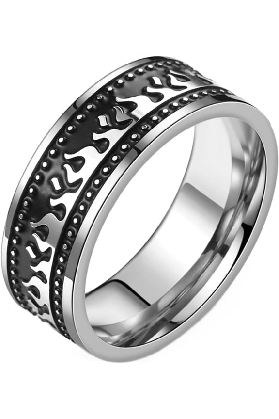 Retro Vintage Stainless Steel Fire Flame Band Style Party Biker Ring