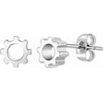 thumbnail image 1 of Retro Vintage Stainless Steel Gear Style Cocktail Party Biker Stud Earrings, 1 of 2