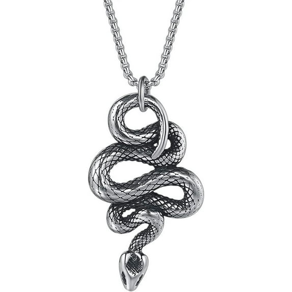 Retro Vintage Stainless Steel Snake Style Statement Cocktail Party Pendant Necklace
