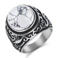 thumbnail image 1 of Retro Vintage Stone Rings for Men Women Turquoise Rings Stainless Steel Signet Biker Band,  Ring Size 13, 1 of 6