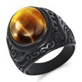 thumbnail image 1 of Retro Vintage Stone Rings for Men Women Tiger Eye Rings Stainless Steel Signet Biker Band, 1 of 3