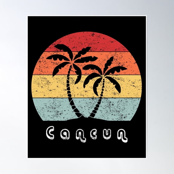 Retro Vintage Style Cancun Mexico Vacation Poster Wall Art, Modern Wall Decor, 24x36 UNFRAMED