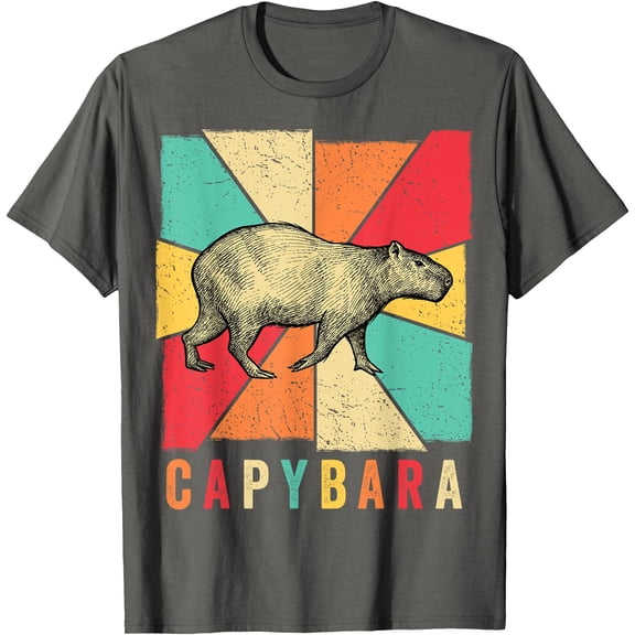 Retro Vintage Style Capybara Unisex T-Shirt for Men Women Kids Toddler,Charcoal Color,Size M