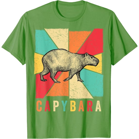 Retro Vintage Style Capybara Unisex T-Shirt for Men Women Kids Toddler,Lime Color,Size YL