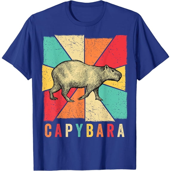 Retro Vintage Style Capybara Unisex T-Shirt for Men Women Kids Toddler,Royal Blue Color,Size YXS