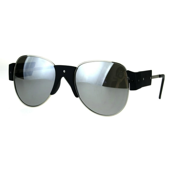 Retro Vintage Style Color Mirror Pilots Mens Avant Garde Sunglasses Silver Black Mirror