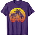 thumbnail image 1 of Retro Vintage Sunset Coco Palm Tree Tropical Beach Unisex T-Shirt for Men Women Kids Toddler,Purple Color,Size YL, 1 of 5