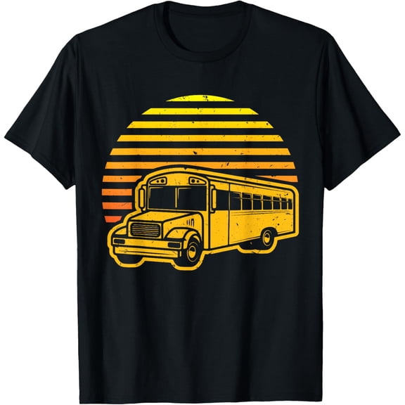 Retro Vintage Sunset School Bus Driver T-Shirt
