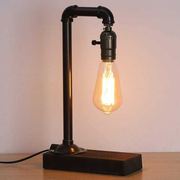 Retro Vintage Table Lamp, Industrial Loft Style Steam Punk Lamp Iron Piping Desk Lamp