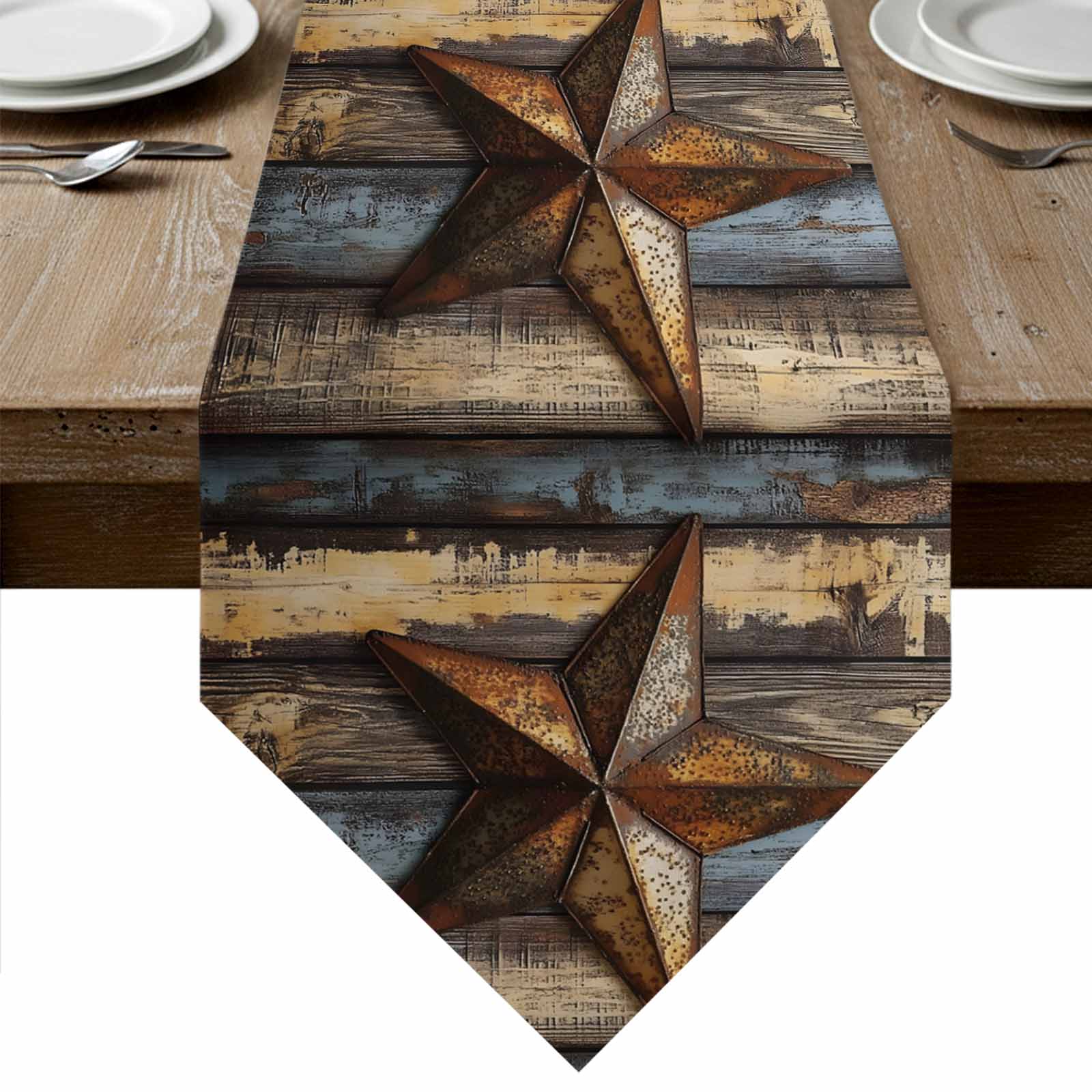 Western Rustic Table Runner Retro Vintage Table Runner Linen Burlap Table Runner 72 Inches Long ...