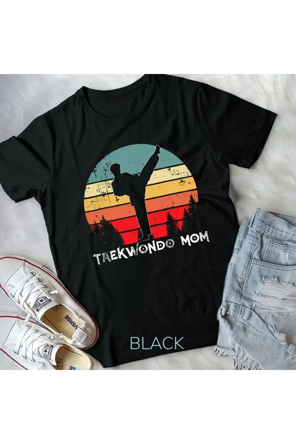 Retro Vintage Taekwondo Mom, Boy, TKD, and Martial Art Son Themed Unisex T-Shirt