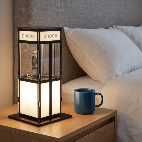 Retro Vintage Tall Phone Booth Lamp,Classic Telephone Booth Table Lamp with Warm LED Light,Table Light Phone Box Decorative Night Light for Study,Bedroom,Unique Phone booth Lamp Vintage Decor 1Pc