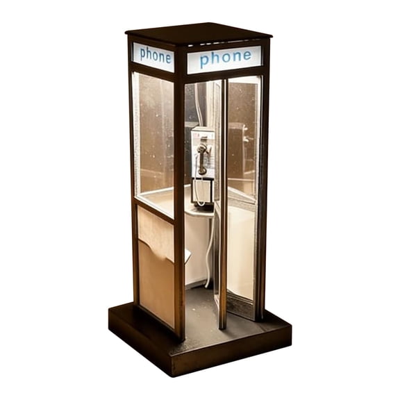 Retro Vintage Tall Phone Booth Lamp, Unique Classic Telephone Booth Table Lamp with Warm LED Light, Phone Box Decorative Night Light for Bedroom, Office, Unique Retro Home Decor Gift