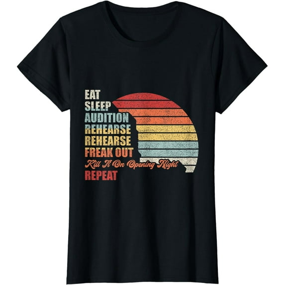 Retro Vintage Theater Geek Musical Life Eat Sleep Theatre T-Shirt