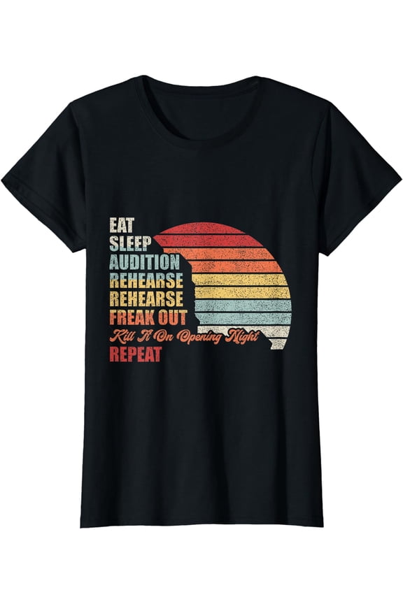 Retro Vintage Theater Geek Musical Life Eat Sleep Theatre T-Shirt