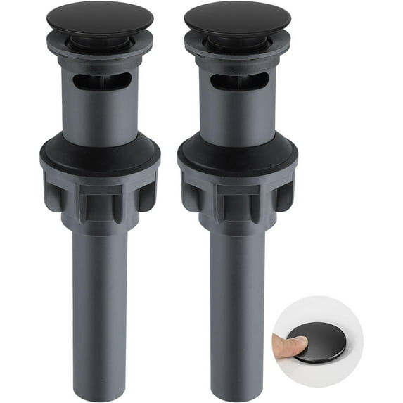 2Pack Pop Up Sink Drain with Overflow, Bathroom Sink Stopper for Vessel Sink, Push and Seal Vessel Sink Drainer Stopper, Anti-Clogging Strainer, Gold