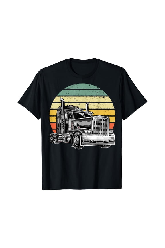 Retro Vintage Trucker Big Rig Semi-Trailer Truck Driver Gift T-Shirt