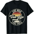 thumbnail image 1 of Retro Vintage Van Life T-Shirt men and women can wear, black, white, gifts, 1 of 4
