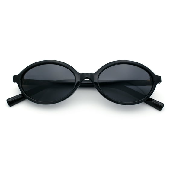 Retro Vintage Vibe Oval Hipster Boho Fashion Plastic Sunglasses All Black