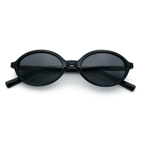 Retro Vintage Vibe Oval Hipster Boho Fashion Plastic Sunglasses All Black