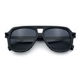 thumbnail image 1 of Retro Vintage Vibe Unique Horned Hinge Thick Plastic Racer Sunglasses All Black, 1 of 7